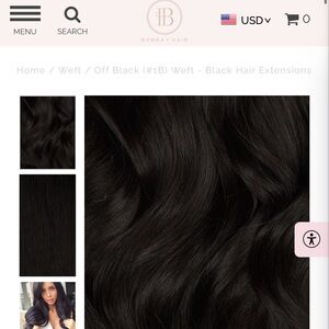 22” Bombay Hair Extensions in color Off Black